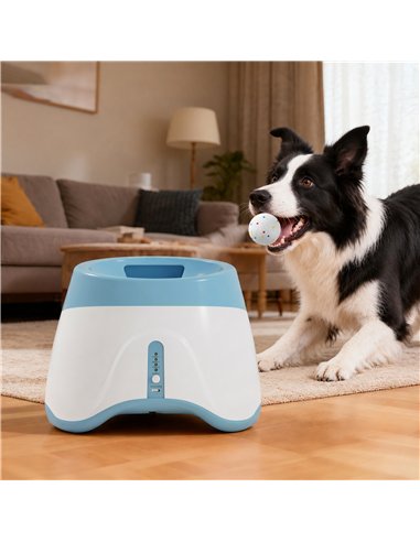 PawHut Automatic Dog Ball Launcher with 5 ETPU Balls 5.8 cm, 3 Distance Settings 6/10/14 m, Blue