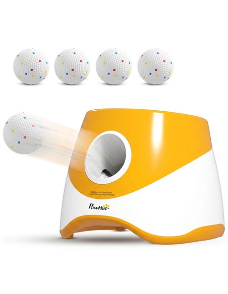 PawHut Automatic Dog Ball Launcher with 5 ETPU Balls 5.8 cm, 3 Distance Settings 6/10/14 m, Orange - pic 213703 | FastDaddyshop