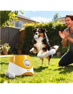 PawHut Automatic Dog Ball Launcher with 5 ETPU Balls 5.8 cm, 3 Distance Settings 6/10/14 m, Orange 2
