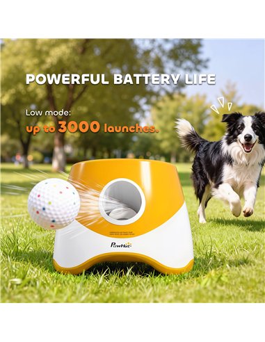 PawHut Automatic Dog Ball Launcher with 5 ETPU Balls 5.8 cm, 3 Distance Settings 6/10/14 m, Orange
