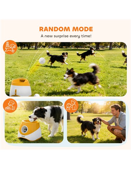 PawHut Automatic Dog Ball Launcher with 5 ETPU Balls 5.8 cm, 3 Distance Settings 6/10/14 m, Orange - pic 213709 | FastDaddyshop