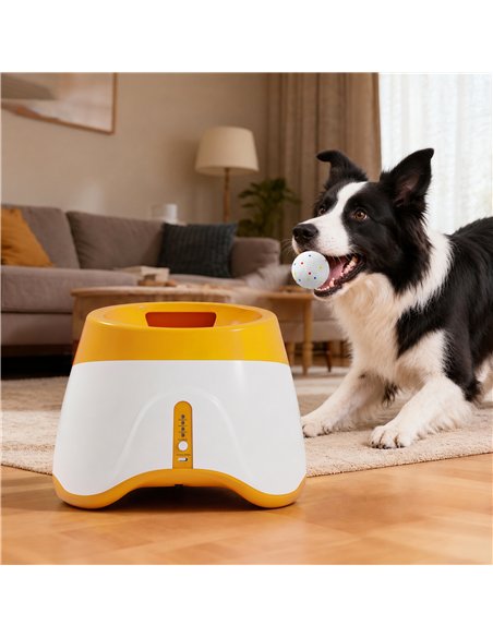 PawHut Automatic Dog Ball Launcher with 5 ETPU Balls 5.8 cm, 3 Distance Settings 6/10/14 m, Orange - pic 213711 | FastDaddyshop
