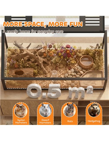 PawHut Large Hamster Cage, Chewproof Metal Rat Cage with Openable Top for Syrian Dwarf Hamster, Gerbil, 100 x 50 x 52.5 cm
