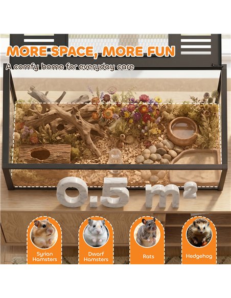 PawHut Large Hamster Cage, Chewproof Metal Rat Cage with Openable Top for Syrian Dwarf Hamster, Gerbil, 100 x 50 x 52.5 cm - pic 213715 | FastDaddyshop