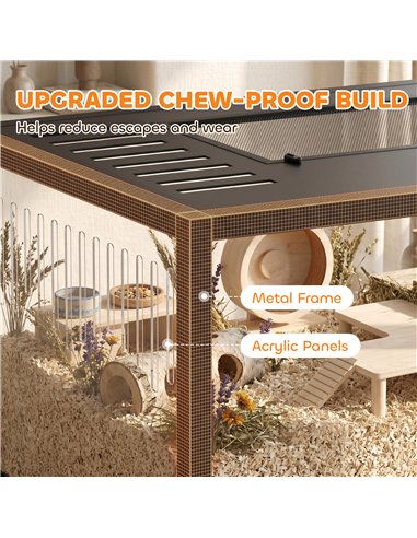 PawHut Large Hamster Cage, Chewproof Metal Rat Cage with Openable Top for Syrian Dwarf Hamster, Gerbil, 100 x 50 x 52.5 cm