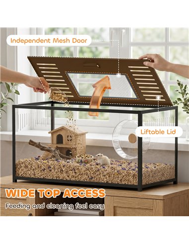 PawHut Large Hamster Cage, Chewproof Metal Rat Cage with Openable Top for Syrian Dwarf Hamster, Gerbil, 100 x 50 x 52.5 cm