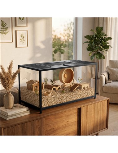 PawHut Large Hamster Cage, Chewproof Metal Rat Cage with Openable Top for Syrian Dwarf Hamster, Gerbil, 100 x 50 x 52.5 cm