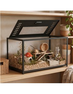 PawHut Hamster Cage, Chewproof Metal Rat Cage with Deep Base, Openable Top for Syrian Dwarf Hamster, Gerbil, 80 x 45 x 50.5 cm 2