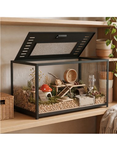 PawHut Hamster Cage, Chewproof Metal Rat Cage with Deep Base, Openable Top for Syrian Dwarf Hamster, Gerbil, 80 x 45 x 50.5 cm