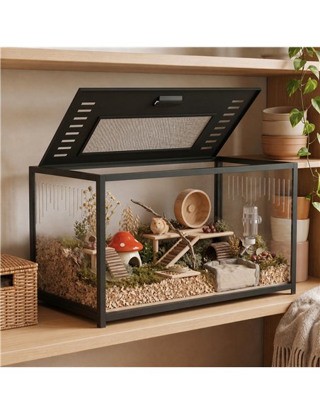 PawHut Hamster Cage, Chewproof Metal Rat Cage with Deep Base, Openable Top for Syrian Dwarf Hamster, Gerbil, 80 x 45 x 50.5 cm - pic 213722 | FastDaddyshop