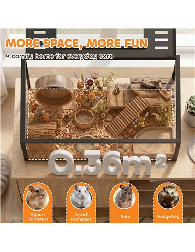 PawHut Hamster Cage, Chewproof Metal Rat Cage with Deep Base, Openable Top for Syrian Dwarf Hamster, Gerbil, 80 x 45 x 50.5 cm