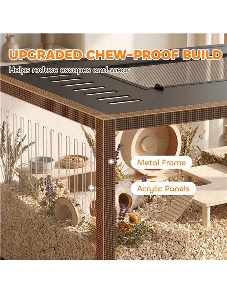 PawHut Hamster Cage, Chewproof Metal Rat Cage with Deep Base, Openable Top for Syrian Dwarf Hamster, Gerbil, 80 x 45 x 50.5 cm - pic 213725 | FastDaddyshop