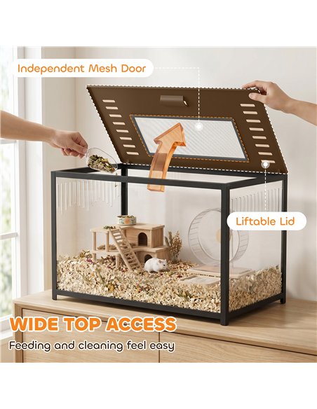 PawHut Hamster Cage, Chewproof Metal Rat Cage with Deep Base, Openable Top for Syrian Dwarf Hamster, Gerbil, 80 x 45 x 50.5 cm - pic 213726 | FastDaddyshop
