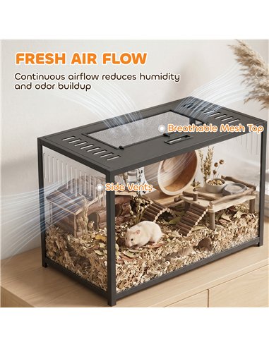 PawHut Hamster Cage, Chewproof Metal Rat Cage with Deep Base, Openable Top for Syrian Dwarf Hamster, Gerbil, 80 x 45 x 50.5 cm