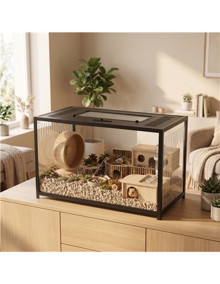 PawHut Hamster Cage, Chewproof Metal Rat Cage with Deep Base, Openable Top for Syrian Dwarf Hamster, Gerbil, 80 x 45 x 50.5 cm - pic 213728 | FastDaddyshop