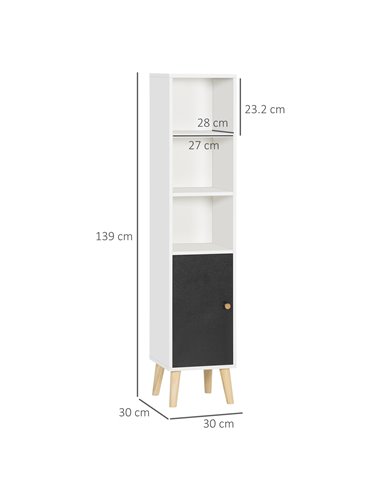 Kleankin Bathroom Storage Cabinet, Floor Standing Tallboy Unit, White
