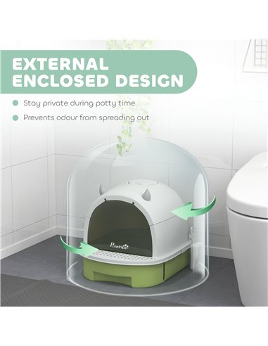 PawHut Enclosed Cat Litter Box w/ Pull-Out Drawer, Scoop, Deodorising Bags for Odour Control, Privacy, Portable, Easy to Clean