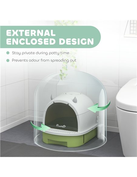 PawHut Enclosed Cat Litter Box w/ Pull-Out Drawer, Scoop, Deodorising Bags for Odour Control, Privacy, Portable, Easy to Clean - pic 213751 | FastDaddyshop