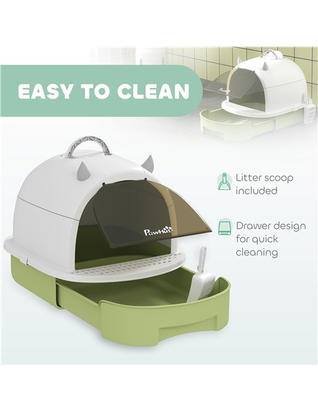 PawHut Enclosed Cat Litter Box w/ Pull-Out Drawer, Scoop, Deodorising Bags for Odour Control, Privacy, Portable, Easy to Clean - pic 213752 | FastDaddyshop