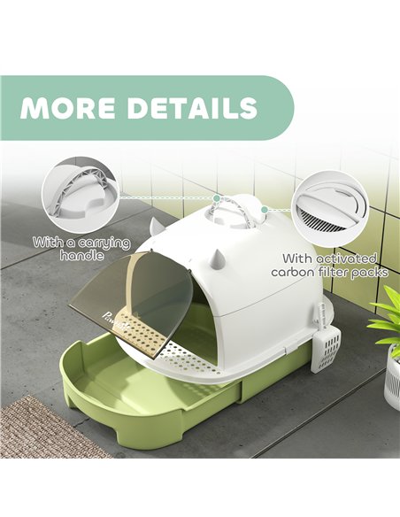 PawHut Enclosed Cat Litter Box w/ Pull-Out Drawer, Scoop, Deodorising Bags for Odour Control, Privacy, Portable, Easy to Clean - pic 213754 | FastDaddyshop