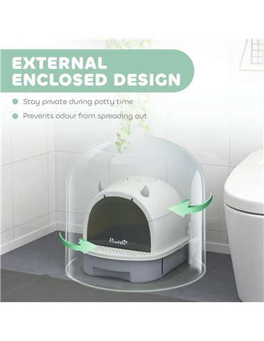PawHut Enclosed Cat Litter Box w/ Pull-Out Drawer, Scoop, Deodorising Bags for Odour Control, Privacy, Portable, Easy to Clean