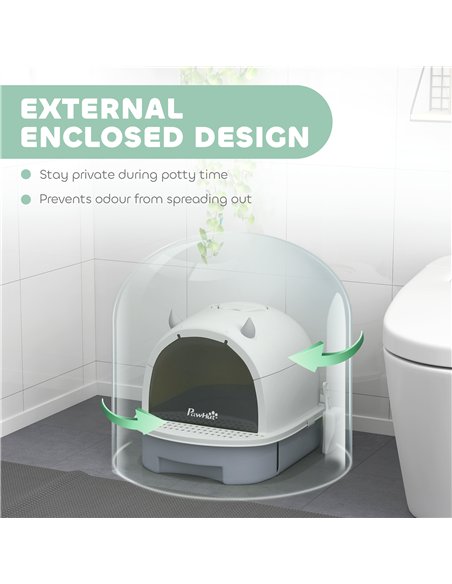 PawHut Enclosed Cat Litter Box w/ Pull-Out Drawer, Scoop, Deodorising Bags for Odour Control, Privacy, Portable, Easy to Clean - pic 213760 | FastDaddyshop