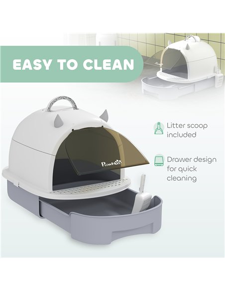 PawHut Enclosed Cat Litter Box w/ Pull-Out Drawer, Scoop, Deodorising Bags for Odour Control, Privacy, Portable, Easy to Clean - pic 213761 | FastDaddyshop
