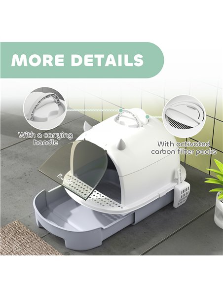 PawHut Enclosed Cat Litter Box w/ Pull-Out Drawer, Scoop, Deodorising Bags for Odour Control, Privacy, Portable, Easy to Clean - pic 213763 | FastDaddyshop