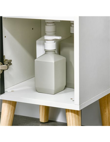 Kleankin Bathroom Storage Cabinet, Bathroom Floor Standing Tallboy Unit with Adjustable Shelves and Cabinet, White - pic 21380 | FastDaddyshop