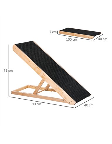 PawHut Dog Ramp, Foldable Pet Ramp with 4 Adjustable Heights, Non-Slip Finish for Medium and Large Dogs, Black