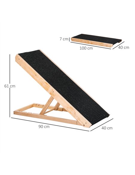 PawHut Dog Ramp, Foldable Pet Ramp with 4 Adjustable Heights, Non-Slip Finish for Medium and Large Dogs, Black - pic 213804 | FastDaddyshop