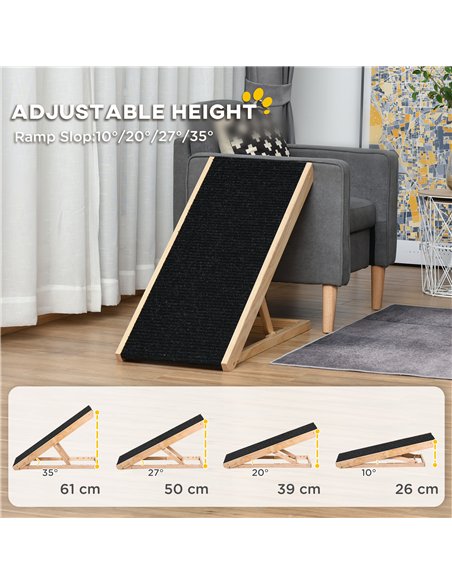 PawHut Dog Ramp, Foldable Pet Ramp with 4 Adjustable Heights, Non-Slip Finish for Medium and Large Dogs, Black - pic 213807 | FastDaddyshop