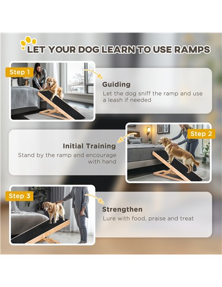 PawHut Dog Ramp, Foldable Pet Ramp with 4 Adjustable Heights, Non-Slip Finish for Medium and Large Dogs, Black - pic 213809 | FastDaddyshop