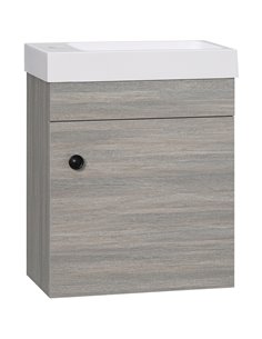 Kleankin Wall Mounted Bathroom Vanity Unit with Sink, Tap Hole and Storage Cabinet, Grey