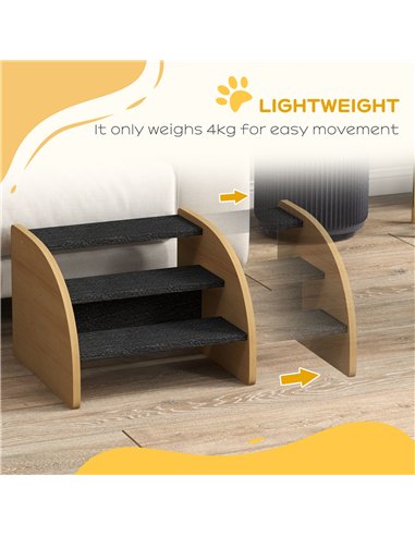 PawHut Dog Steps for Sofa and Bed, 3-Step Dog Stairs, Pet Stairs with Side Panels, Non-Slip Feet for Small Puppies