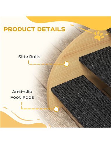 PawHut Dog Steps for Sofa and Bed, 3-Step Dog Stairs, Pet Stairs with Side Panels, Non-Slip Feet for Small Puppies