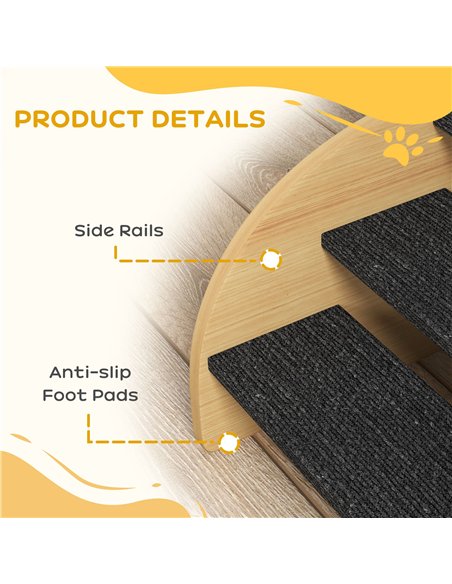 PawHut Dog Steps for Sofa and Bed, 3-Step Dog Stairs, Pet Stairs with Side Panels, Non-Slip Feet for Small Puppies - pic 213816 | FastDaddyshop
