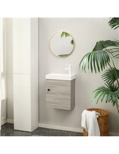 Kleankin Wall Mounted Bathroom Vanity Unit with Sink, Tap Hole and Storage Cabinet, Grey 2