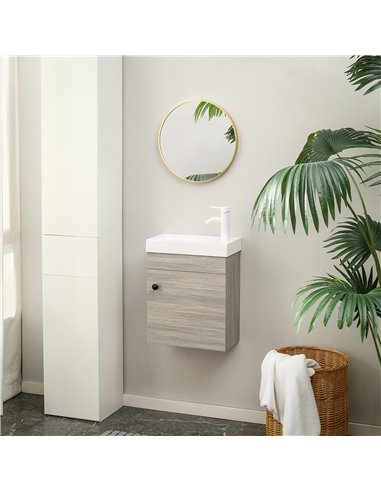 Kleankin Wall Mounted Bathroom Vanity Unit with Sink, Tap Hole and Storage Cabinet, Grey