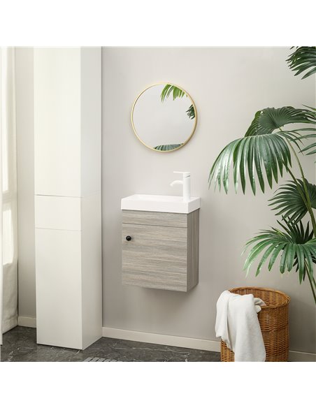 Kleankin Wall Mounted Bathroom Vanity Unit with Sink, Tap Hole and Storage Cabinet, Grey - pic 21382 | FastDaddyshop