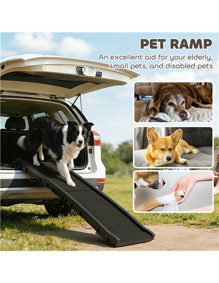 PawHut Foldable Dog Ramp with Frosted Anti-slip Surface, Portable & Lightweight, for Cars, Home, 155 x 38.5 x 15.5 cm - pic 213823 | FastDaddyshop