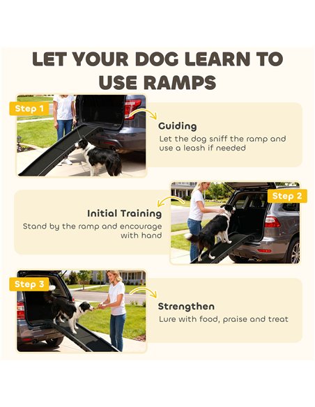 PawHut Foldable Dog Ramp with Frosted Anti-slip Surface, Portable & Lightweight, for Cars, Home, 155 x 38.5 x 15.5 cm - pic 213824 | FastDaddyshop