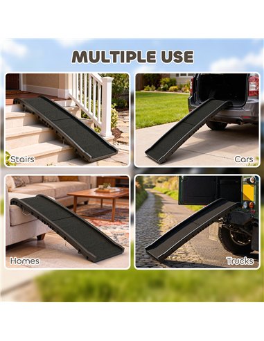 PawHut Foldable Dog Ramp with Frosted Anti-slip Surface, Portable & Lightweight, for Cars, Home, 155 x 38.5 x 15.5 cm