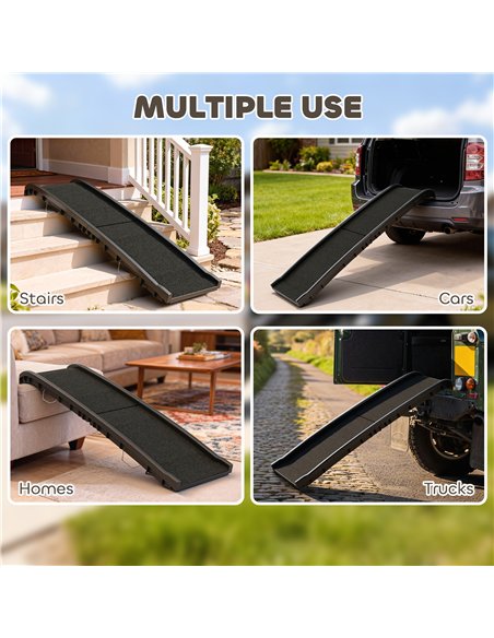 PawHut Foldable Dog Ramp with Frosted Anti-slip Surface, Portable & Lightweight, for Cars, Home, 155 x 38.5 x 15.5 cm - pic 213826 | FastDaddyshop