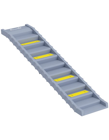 PawHut Dog Car Ramp with Anti-Slip Steps, 10-Steps Pet Stairs for Pets to Access Cars and High Beds, Grey - pic 213829 | FastDaddyshop