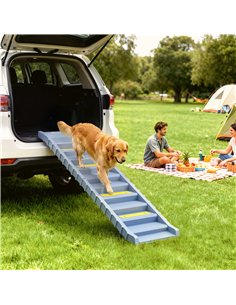 PawHut Dog Car Ramp with Anti-Slip Steps, 10-Steps Pet Stairs for Pets to Access Cars and High Beds, Grey 2
