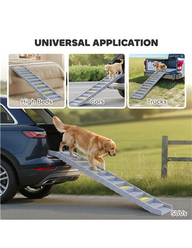 PawHut Dog Car Ramp with Anti-Slip Steps, 10-Steps Pet Stairs for Pets to Access Cars and High Beds, Grey