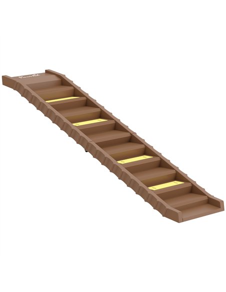 PawHut Dog Car Ramp with Anti-Slip Steps, 10-Steps Pet Stairs for Pets to Access Cars and High Beds, Brown - pic 213838 | FastDaddyshop