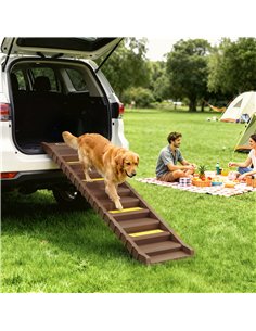 PawHut Dog Car Ramp with Anti-Slip Steps, 10-Steps Pet Stairs for Pets to Access Cars and High Beds, Brown 2