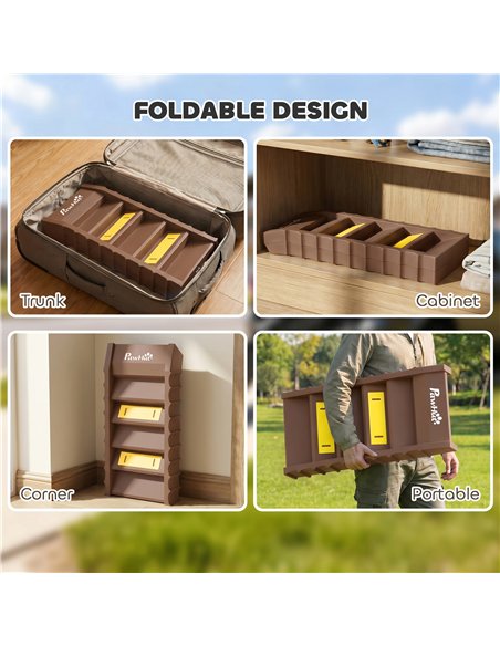 PawHut Dog Car Ramp with Anti-Slip Steps, 10-Steps Pet Stairs for Pets to Access Cars and High Beds, Brown - pic 213843 | FastDaddyshop